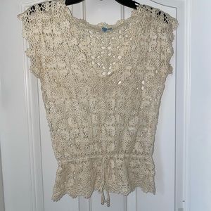 LF vintage lace crochet top cream